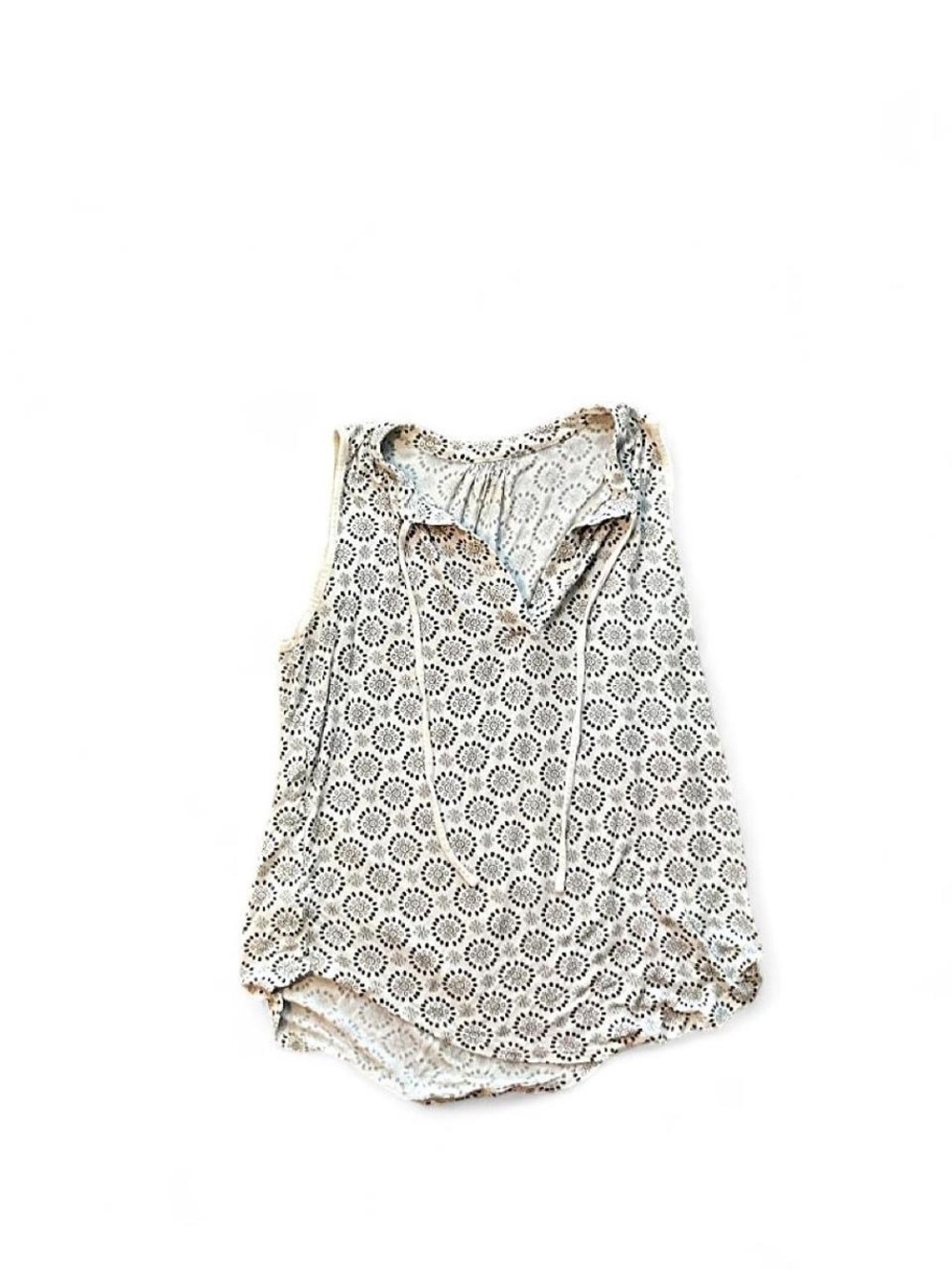 LOFT White Pattern Boho Sleeveless Blouse size small